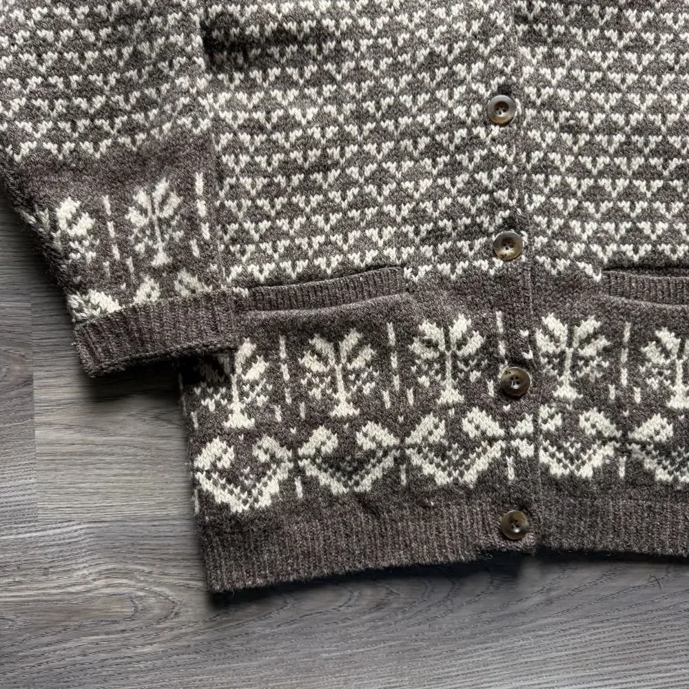 Vintage LL Bean Cardigan Sweater Mens Small S Wool Birdseye Fair Isle USA
